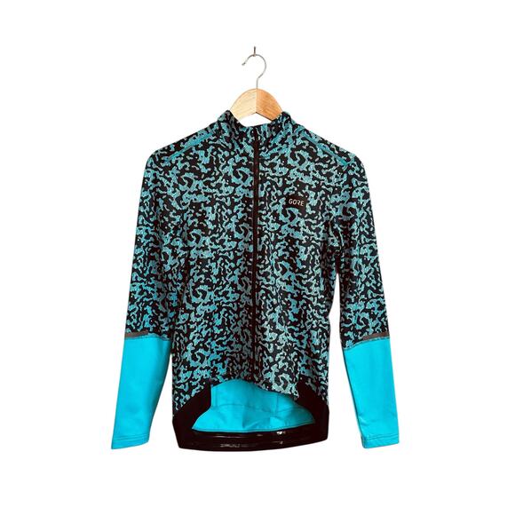 NEW Gorewear Progress Thermo Rain Camo Jersey Blue Form Fit Cycling Jacket Med - Picture 3 of 16